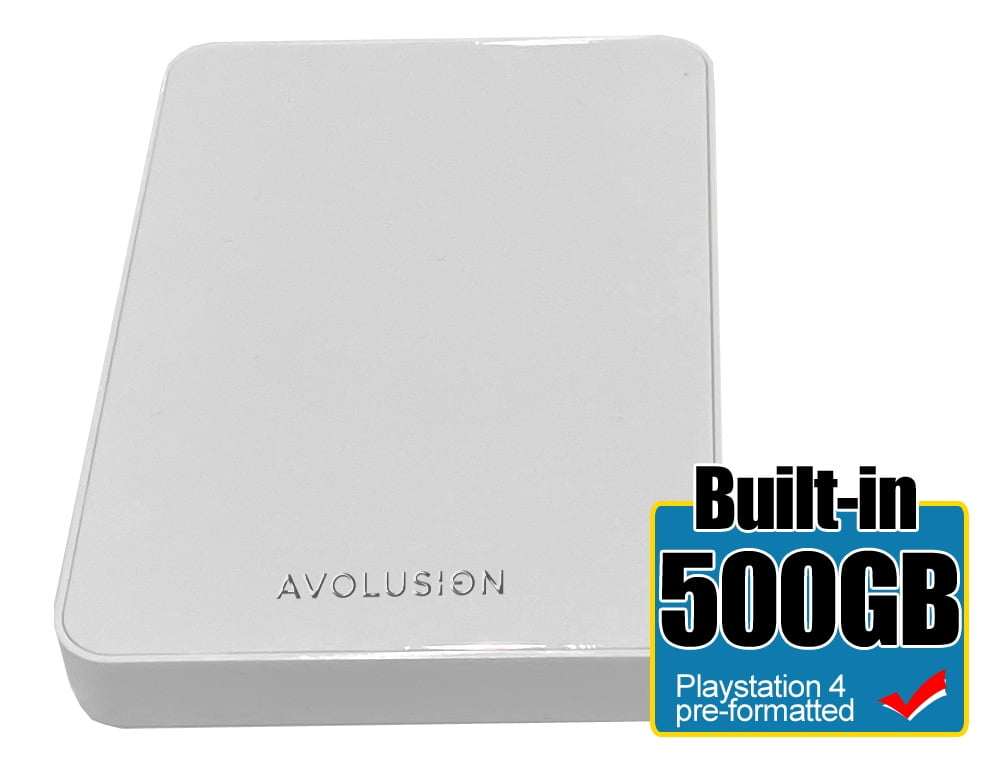 Avolusion Z1-S 500GB USB 3.0 Portable External Gaming PS4 Hard Drive - White (PS4 Pre-Formatted) - 2 Year Warranty