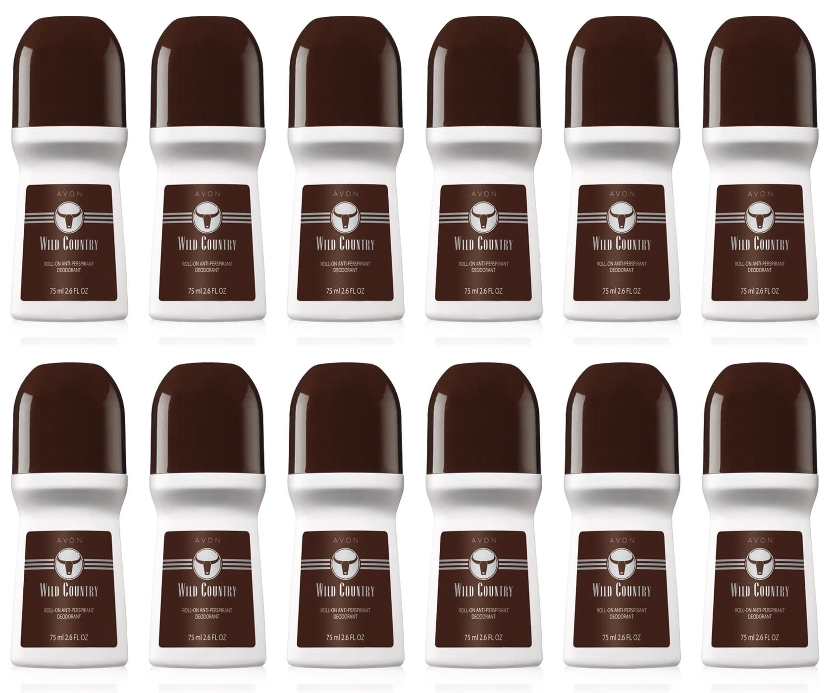Avon - 12 Pack Wild Country Deodorant Roll On - Antiperspirant Deodorant, Anti-Whitening, Non-Staining, Quick-Drying Formula - 2.6 fl oz./75ml
