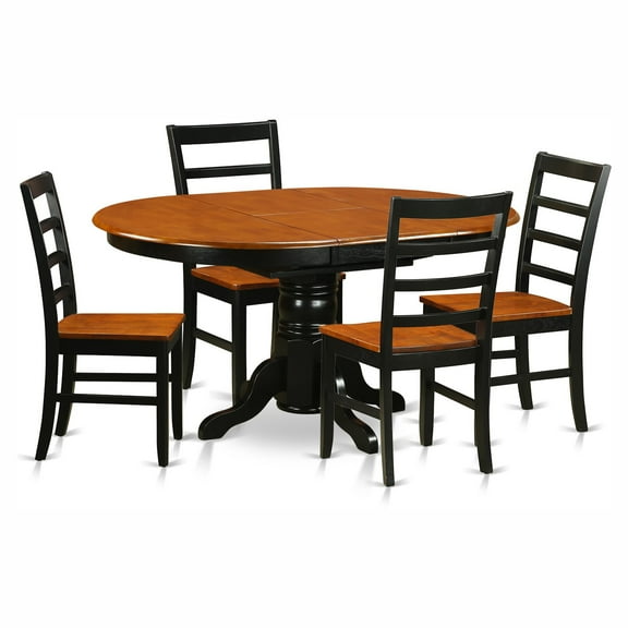 Avon 5 Piece Pedestal Oval Dining Table Set with Parfait Wooden Seat Chairs