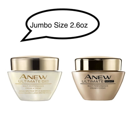 Avon Anew Ultimate Multi Performance SPF25 Day-Night Cream Set Jumbo Size 2.6oz