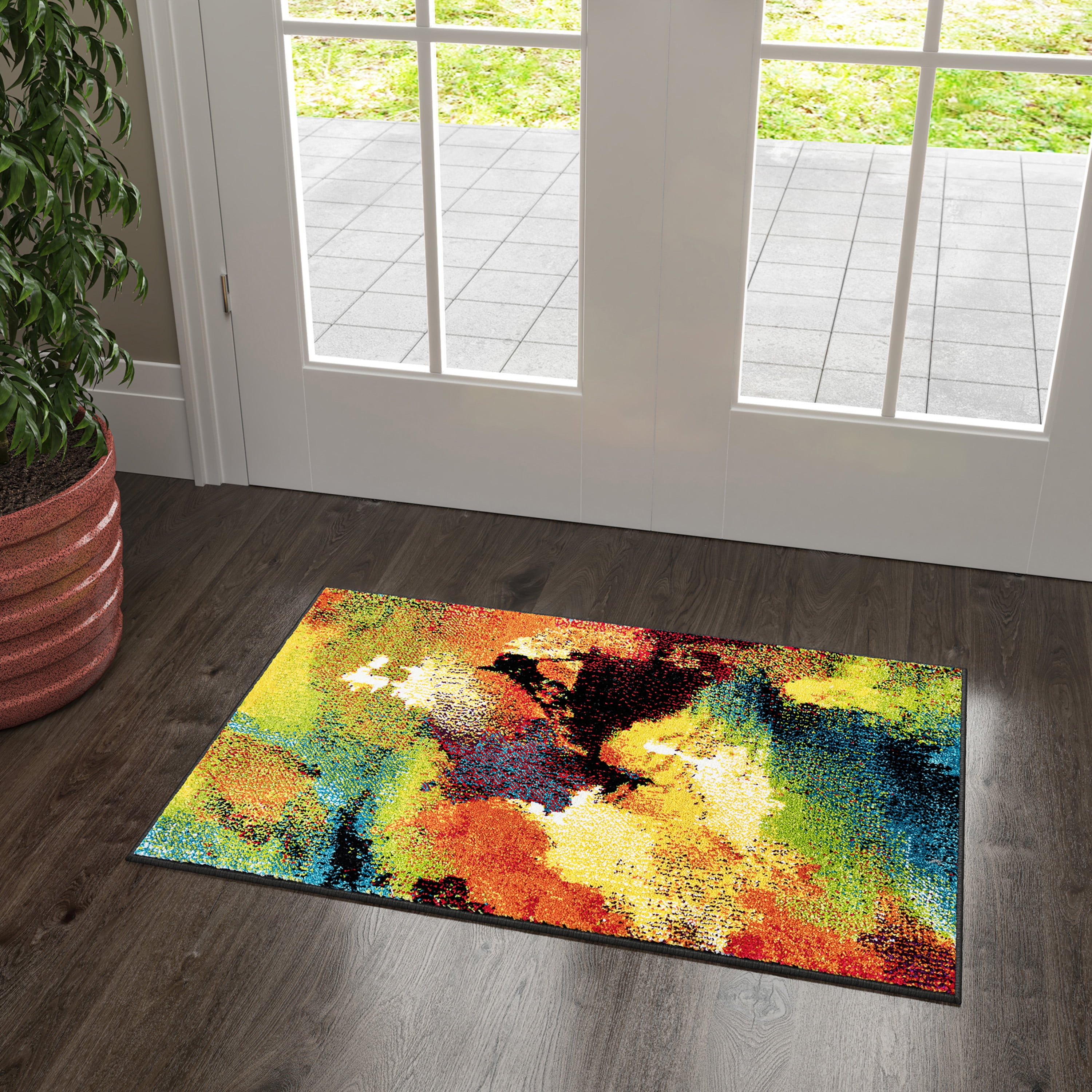 Avon Contemporary 2' x 3' Multi-Color Polypropylene Indoor Area Rug