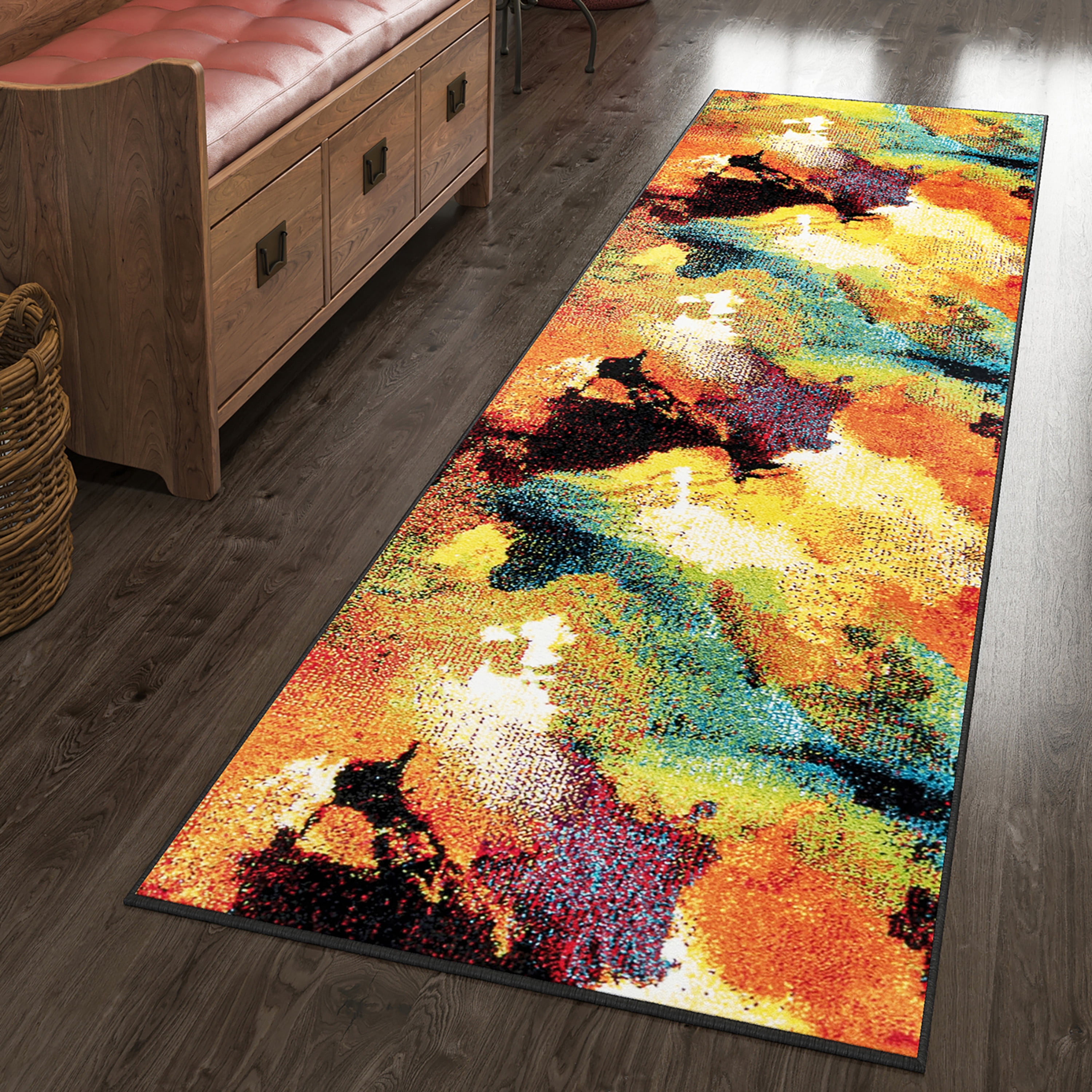 Avon Contemporary 2' x 7' Multi-Color Polypropylene Indoor Area Rug
