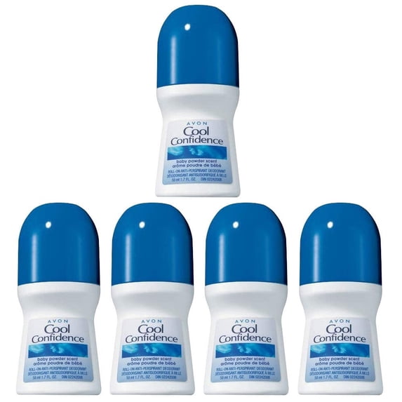 Avon Cool Confidence Long-Lasting Antiperspirant Deodorant Liquid with Aluminum Chlorohydrate, Baby Powder Scent, 1.7 fl oz (5 Pack)