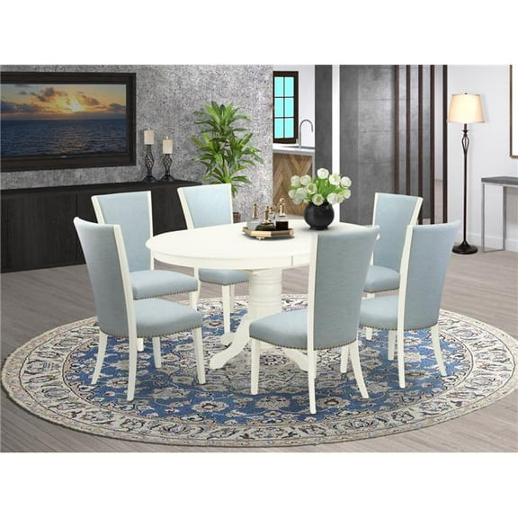 Avon Dinette Set - Linen White & Baby Blue, Set of 6