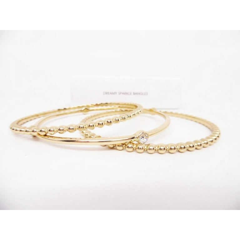 Avon Dreamy Sparkle Bangles Set of 3 Goldtone Bangles w Rhinestone One Size