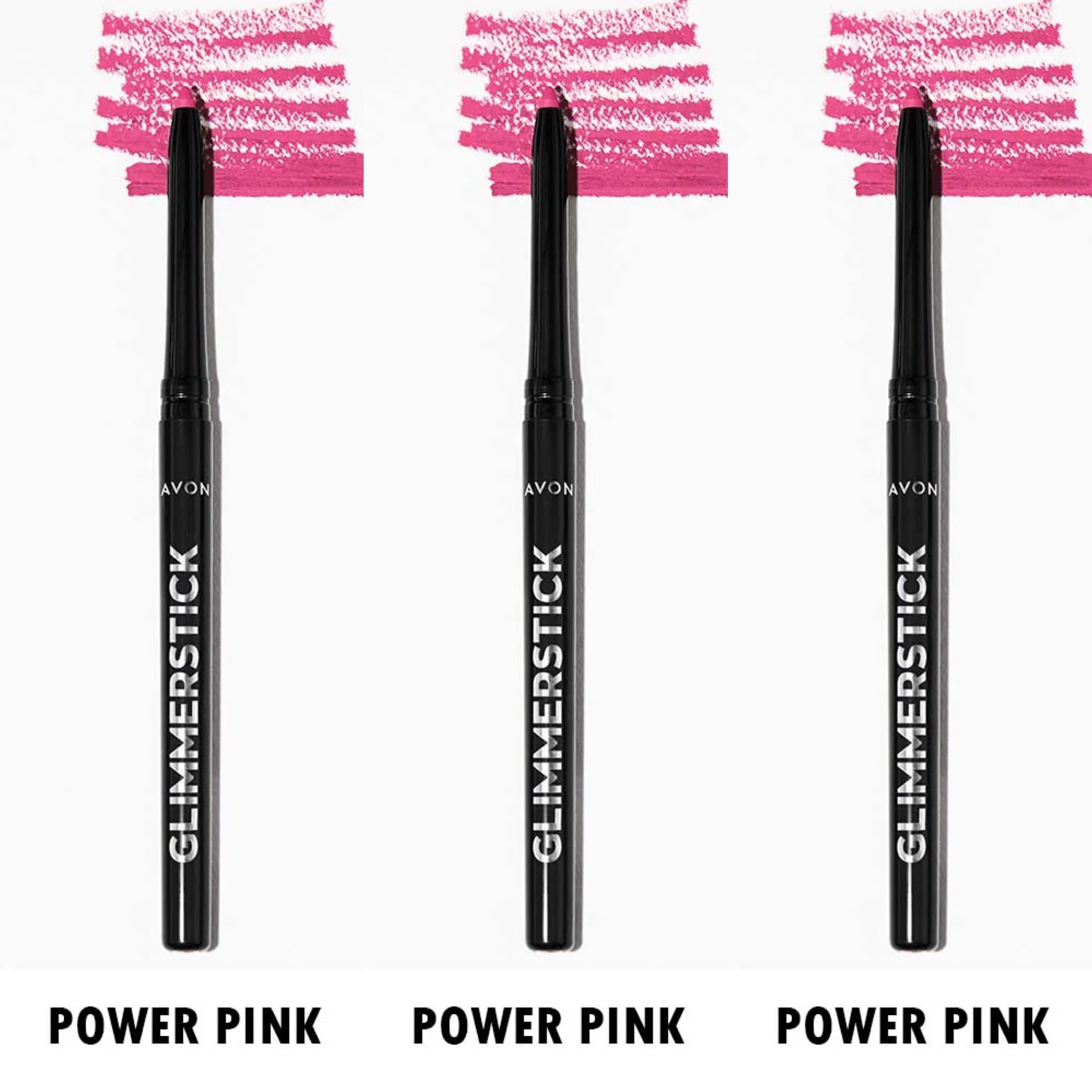 Avon Glimmersticks Retractable Lip Liner / POWER PINK / SET OF 3
