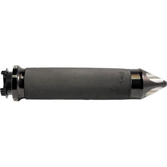 Avon Grips Metric Cruiser Grips with Billet Spiked End Caps and Rings Black Anodized MT-CC-86-AN-SPK