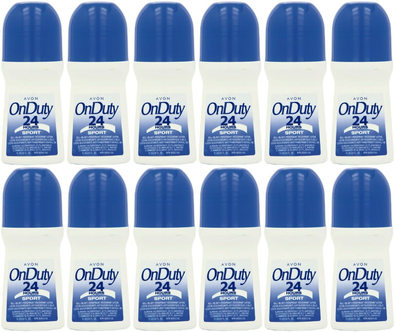 Avon On Duty 24 Hour Sport Roll On Antiperspirant Deodorant 2.6 fl.oz. (Pack 12)
