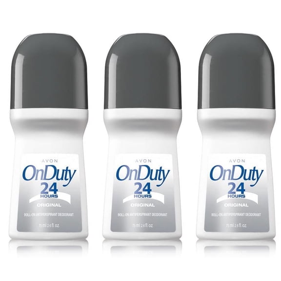 Avon On Duty Original 24 Hour Deodorant 2.6 oz Roll-On Antiperspirant - Pack of 3