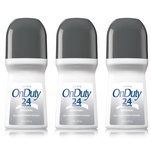 Avon On Duty Original 24 Hour Deodorant 2.6 oz Roll-On Antiperspirant - Pack of 3