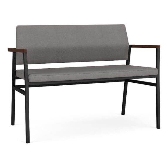 Avon Reception 2 Seater UPH Seat Back No Cntr Arms / Black Steel / Light Gray