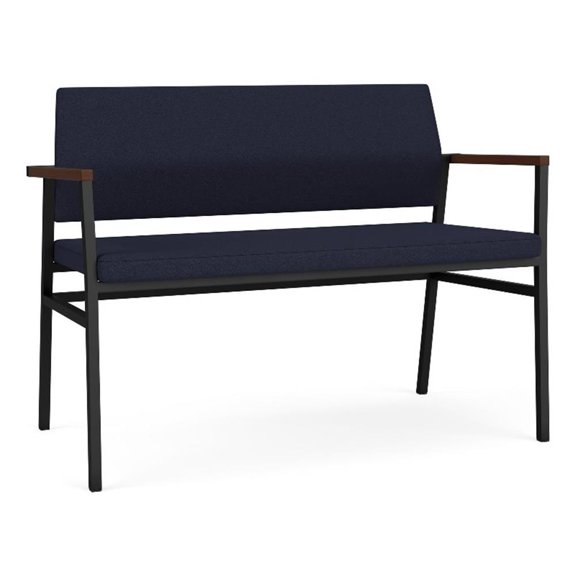 Avon Reception 2 Seater UPH Seat Back No Cntr Arms / Black Steel / Navy Blue