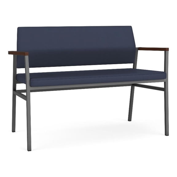 Avon Reception 2 Seater UPH Seat Back No Cntr Arms / Charcoal Steel / Blue