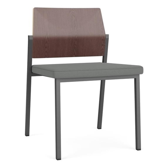 Avon Reception Armless Chair UPH Seat HPL Back / Charcoal Steel / Walnut / Gray