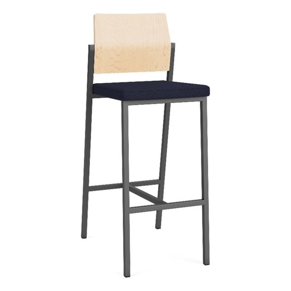 Avon Reception Cafe Stool UPH Seat HPL Back / Charcoal / Natural / Navy Blue