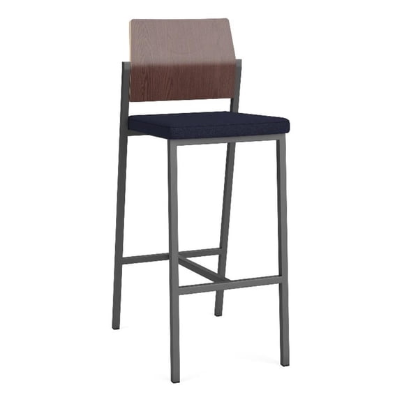 Avon Reception Cafe Stool UPH Seat HPL Back / Charcoal / Walnut / Navy Blue