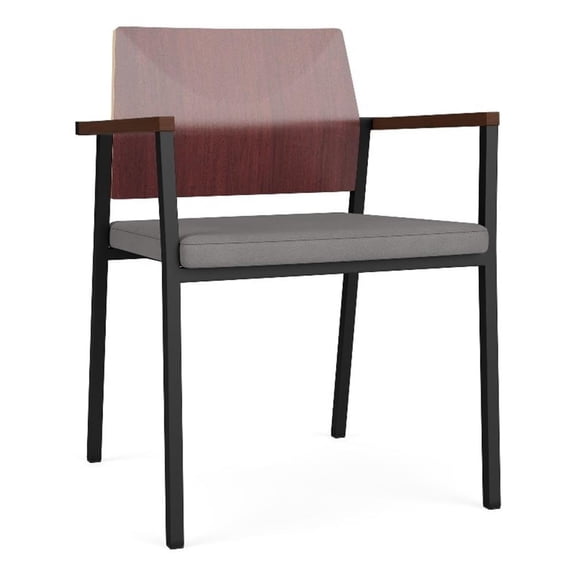 Avon Reception Guest Chair UPH Seat HPL Back / Black Steel / Mahogany / Gray