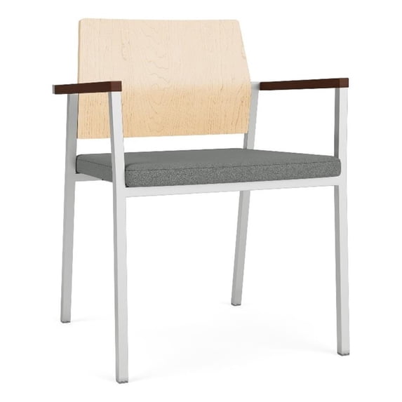 Avon Reception Guest Chair UPH Seat HPL Back / Silver Steel / Natural / Gray