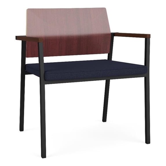 Avon Reception Oversize Chair UPH Seat HPL Back / Black / Mahogany / Navy Blue