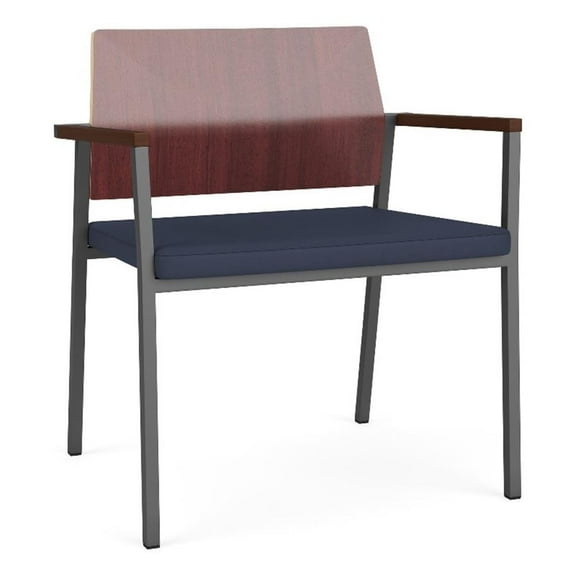 Avon Reception Oversize Chair UPH Seat HPL Back / Charcoal / Mahogany / Blue