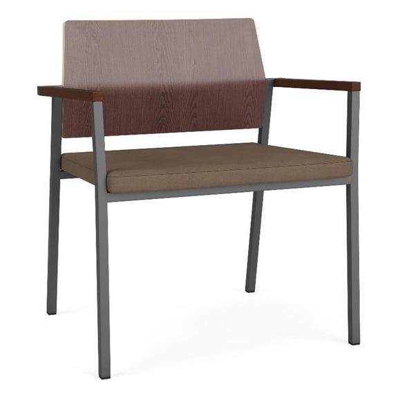 Avon Reception Oversize Chair UPH Seat HPL Back / Charcoal / Walnut / Brown