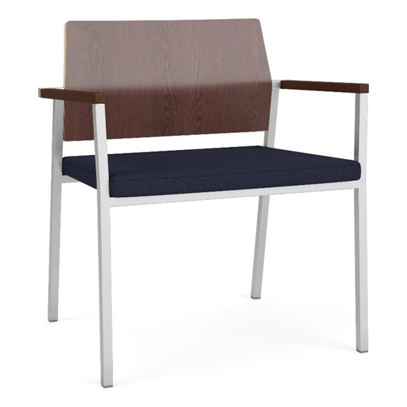 Avon Reception Oversize Chair UPH Seat HPL Back / Silver / Walnut / Navy Blue