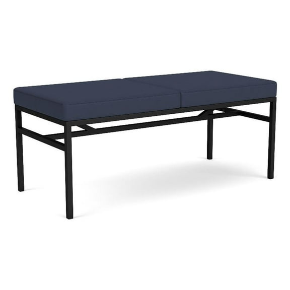 Avon Reception Waiting 2 Seat Bench 550 LB Capacity / Black Steel / Blue