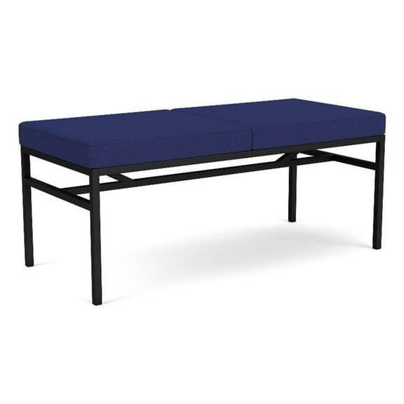 Avon Reception Waiting 2 Seat Bench 550 LB Capacity / Black Steel / Blue