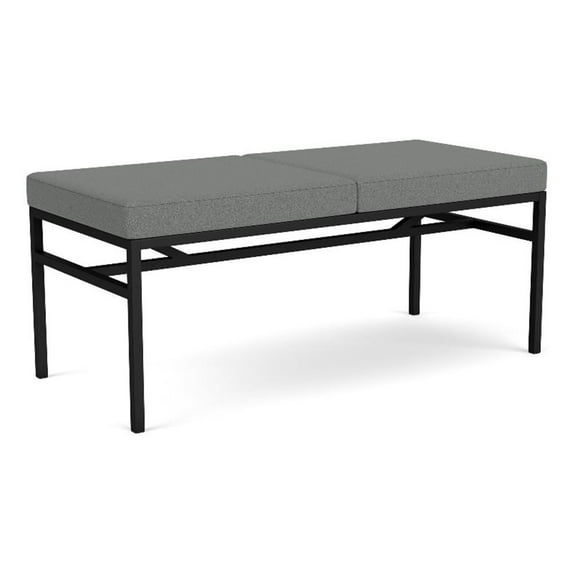 Avon Reception Waiting 2 Seat Bench 550 LB Capacity / Black Steel / Light Gray