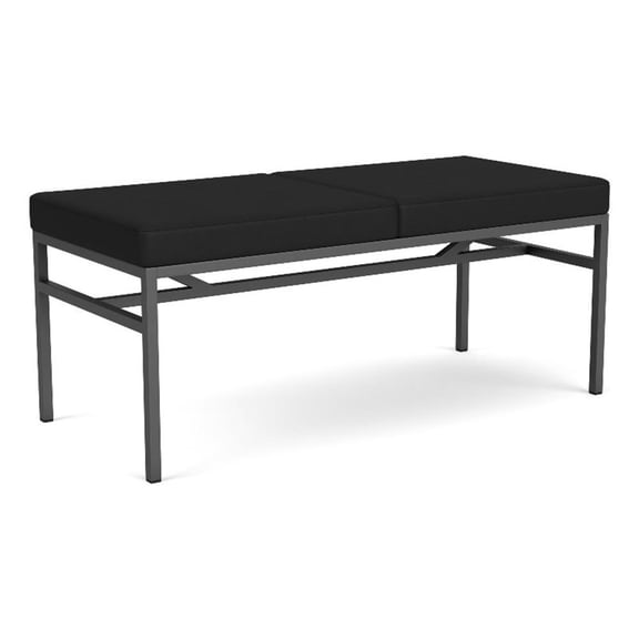 Avon Reception Waiting 2 Seat Bench 550 LB Capacity / Charcoal Steel / Black