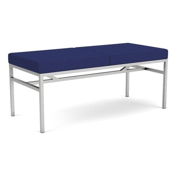 Avon Reception Waiting 2 Seat Bench 550 LB Capacity / Silver Steel / Blue