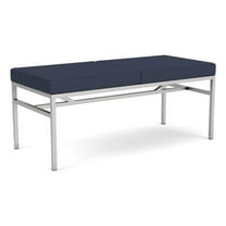Avon Reception Waiting 2 Seat Bench 550 LB Capacity / Silver Steel / Blue