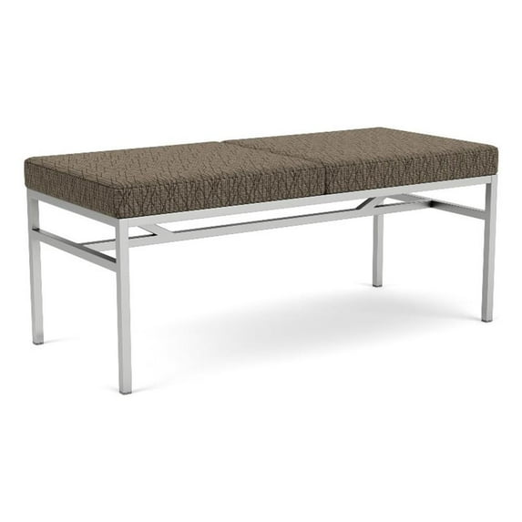 Avon Reception Waiting 2 Seat Bench 550 LB Capacity / Silver Steel / Brown
