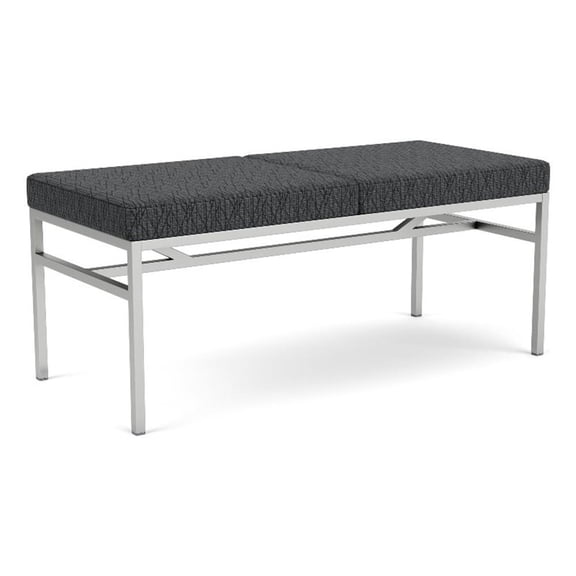 Avon Reception Waiting 2 Seat Bench 550 LB Capacity / Silver Steel / Dark Gray