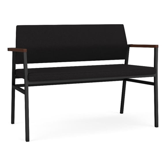 Avon Reception Waiting 2 Seater UPH Seat Back No Cntr Arms / Black Steel / Black