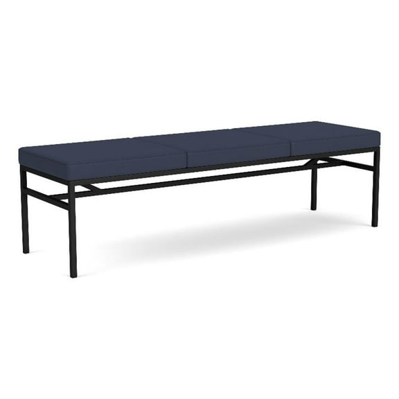 Avon Reception Waiting 3 Seat Bench 650 LB Capacity / Black Steel / Blue