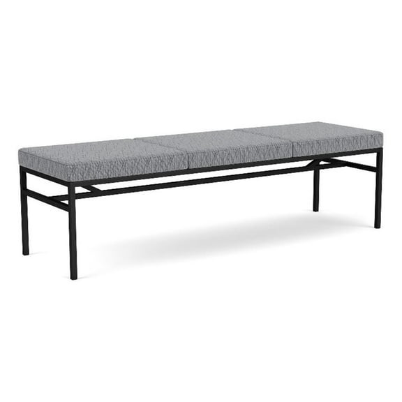 Avon Reception Waiting 3 Seat Bench 650 LB Capacity / Black Steel / Gray