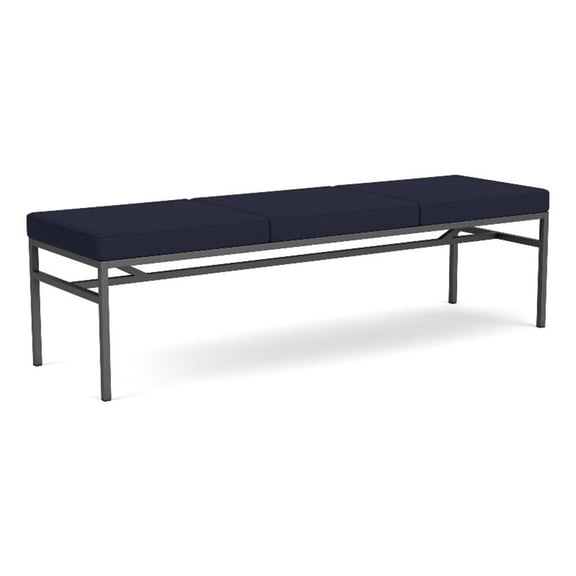 Avon Reception Waiting 3 Seat Bench 650 LB Capacity / Charcoal Steel / Navy Blue