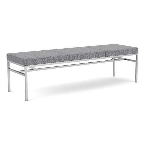 Avon Reception Waiting 3 Seat Bench 650 LB Capacity / Silver Steel / Gray
