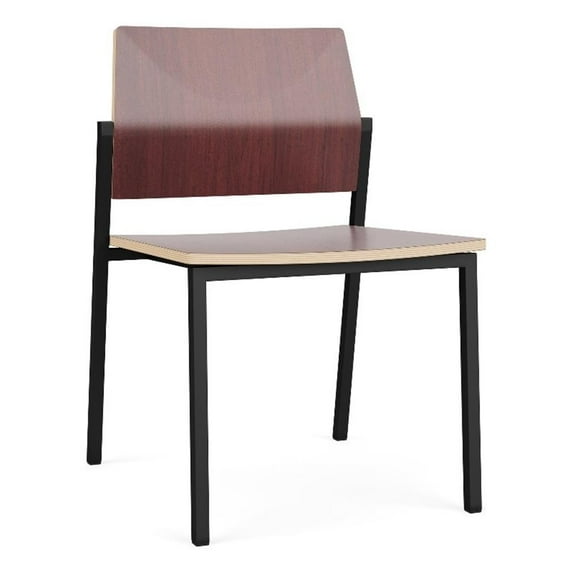 Avon Reception Waiting Armless Chair HPL Seat Back / Black Steel / Mahogany