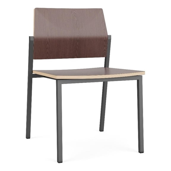 Avon Reception Waiting Armless Chair HPL Seat Back / Charcoal Steel / Walnut
