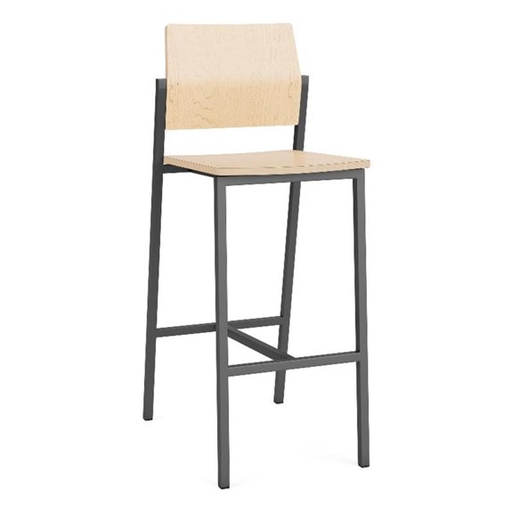 Avon Reception Waiting Cafe Stool HPL Seat Back / Charcoal Steel / Natural