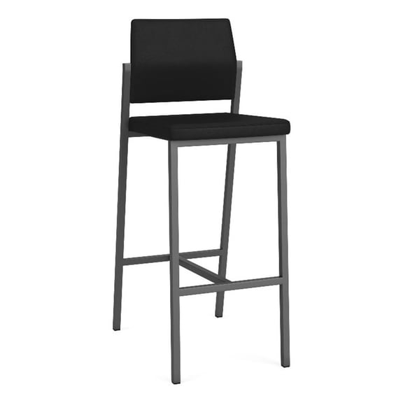 Avon Reception Waiting Cafe Stool UPH Seat Back / Charcoal Steel / Black