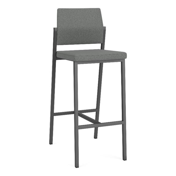 Avon Reception Waiting Cafe Stool UPH Seat Back / Charcoal Steel / Light Gray