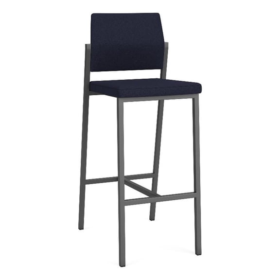 Avon Reception Waiting Cafe Stool UPH Seat Back / Charcoal Steel / Navy Blue