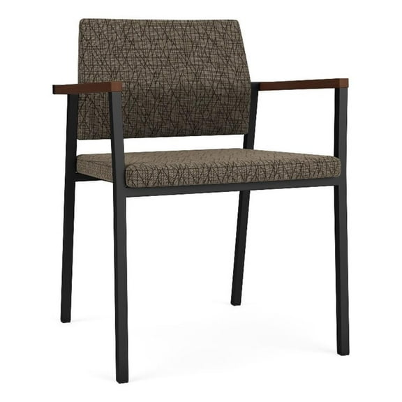 Avon Reception Waiting Guest Chair UPH Seat Back / Black Steel / Brown