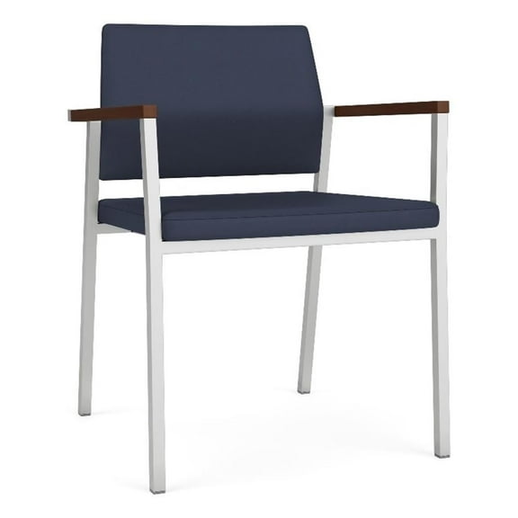 Avon Reception Waiting Guest Chair UPH Seat Back / Silver Steel / Blue