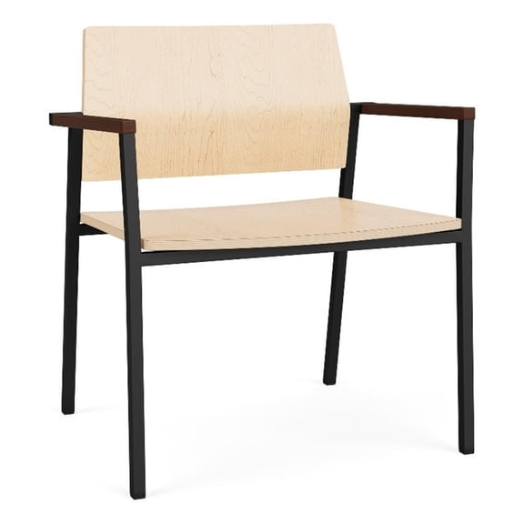 Avon Reception Waiting Oversize Chair HPL Seat Back / Black Steel / Natural