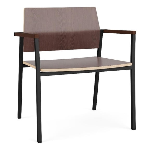 Avon Reception Waiting Oversize Chair HPL Seat Back / Black Steel / Walnut