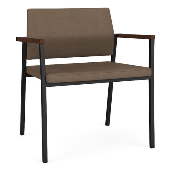 Avon Reception Waiting Oversize Chair UPH Seat Back / Black Steel / Brown